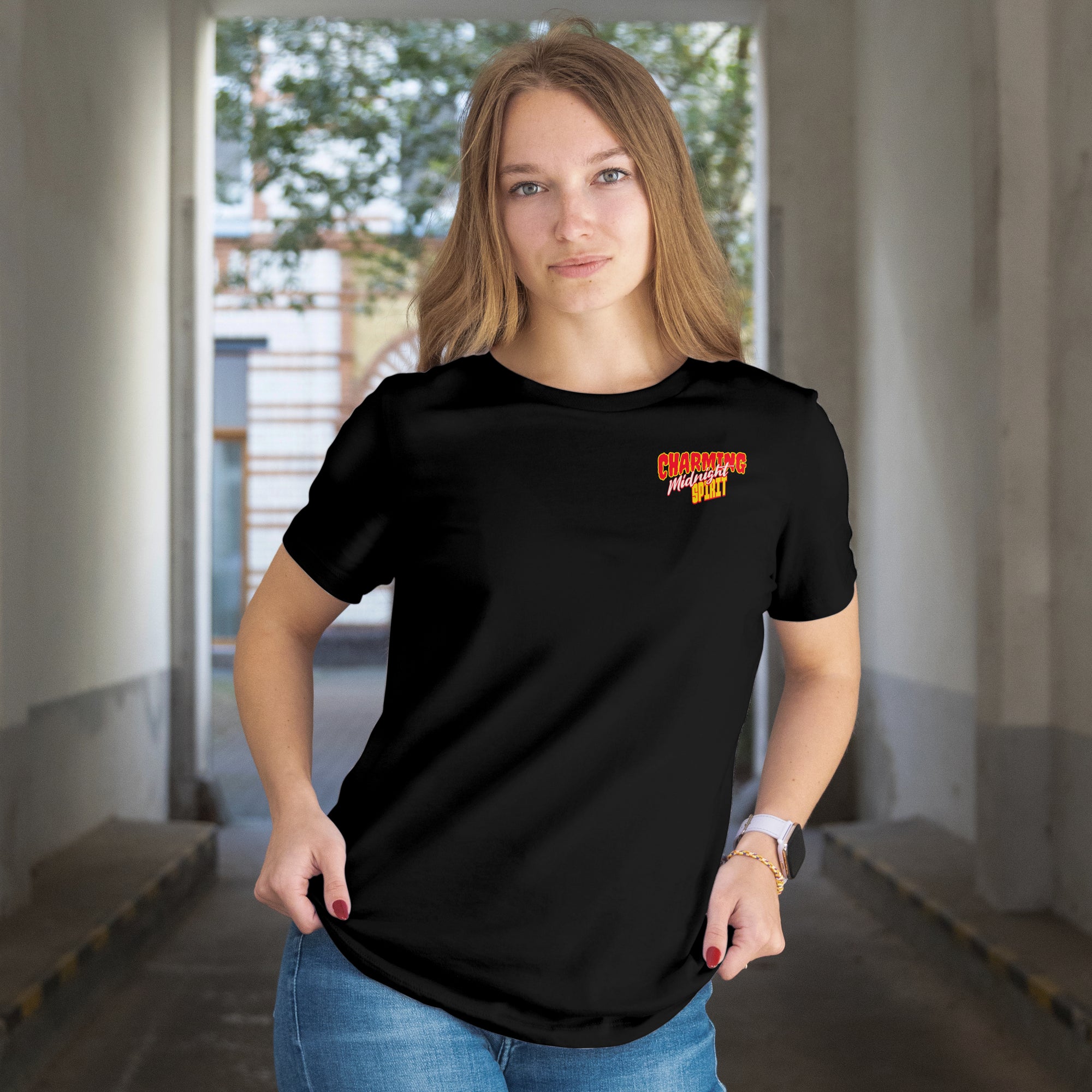 Charming Midnight Spirit Halloween Tee | Retro Devil Girl Shirt | Hell's Halloween Hottie